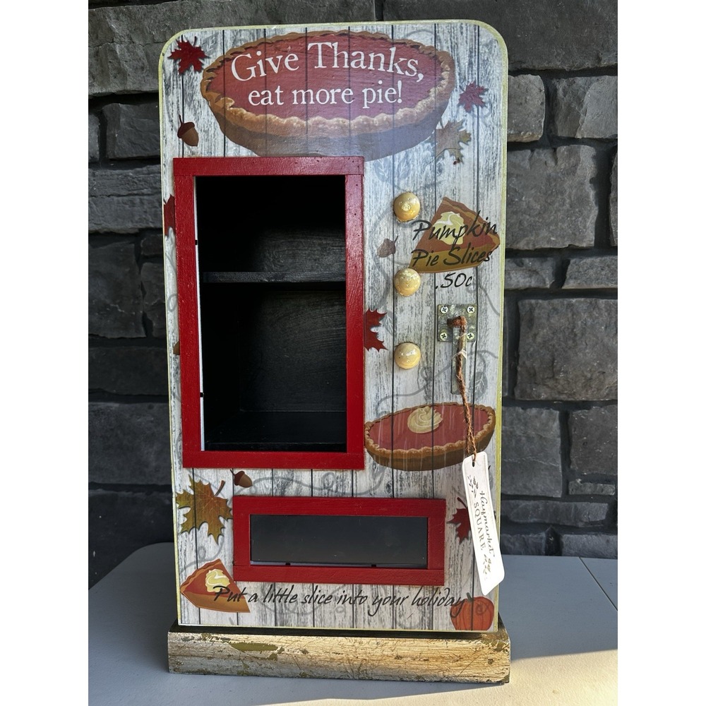 Wood Pumpkin Pie Display Cabinet Vending Machine Fall Harvest Decor Thanksgiving